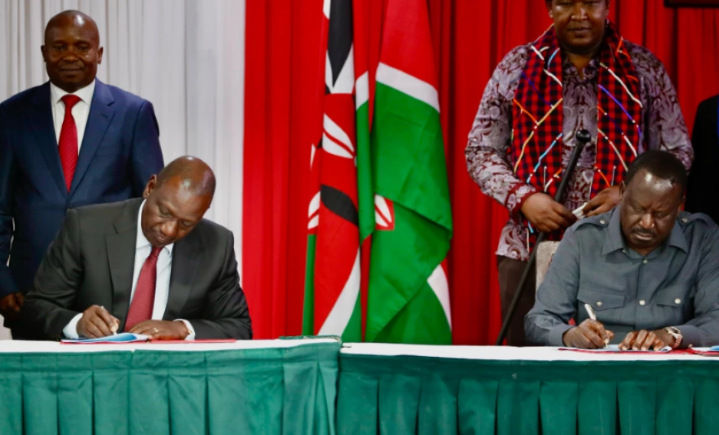 President William Ruto and ODM leader Raila Odinga